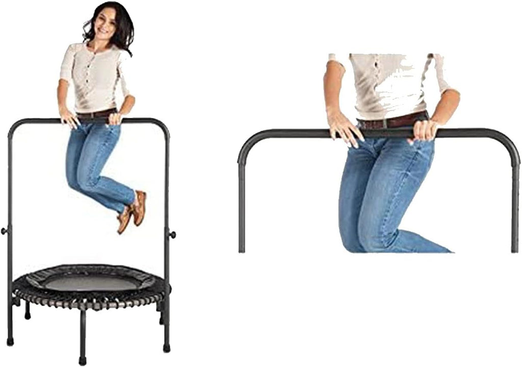 JumpSport 350 Indoor Fitness Trampoline with Handle Bar, Black I759
