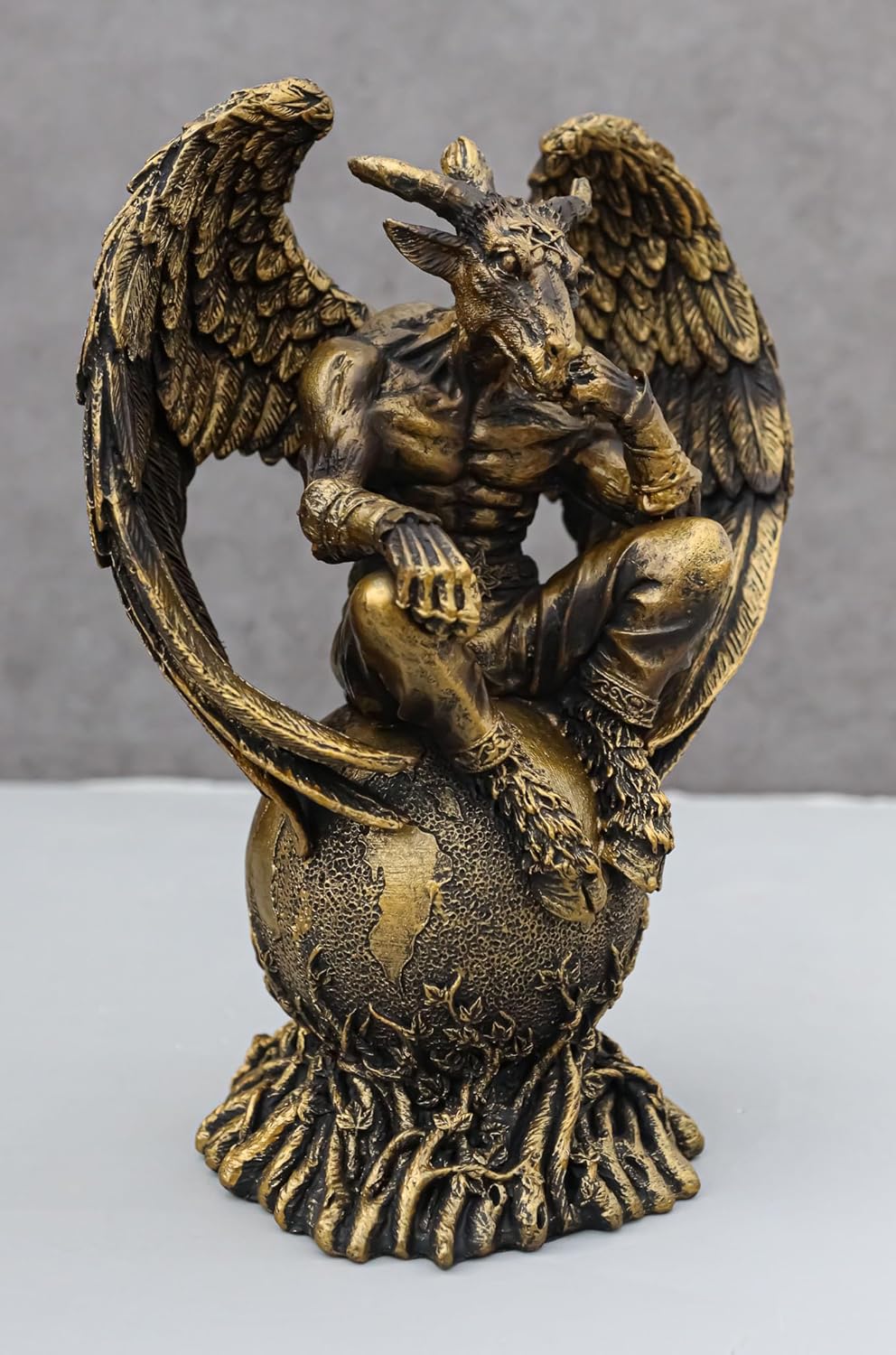 Ebros Gift Sabbatic Goat Baphomet Sitting on Globe Statue 7.75" Tall Q365810