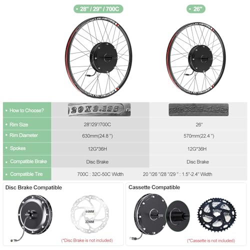 Ebike Conversion Kit 48V 1000W Brushless Rear Hub Motor for 135-142mm Dropout H689265