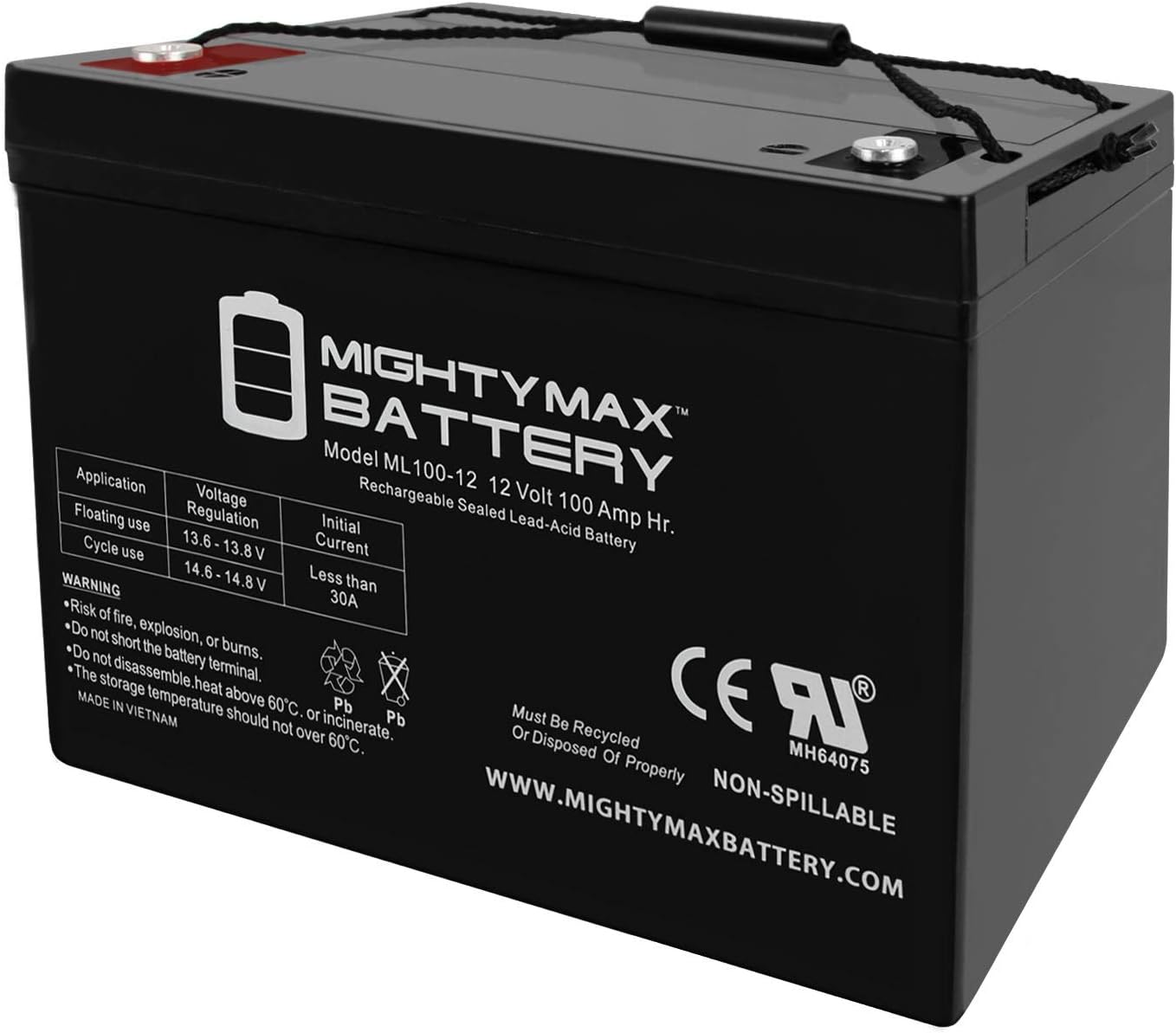 Mighty Max Battery 12V 100Ah SLA AGM Battery for Off Grid Solar Panels