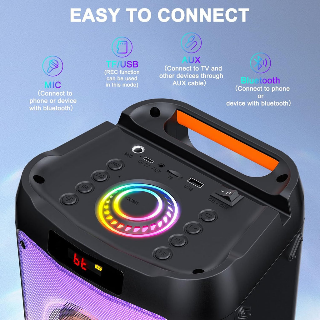 Karaoke Machine with 2 Wireless Microphones, Portable Bluetooth Speaker with Disco Lights M877320