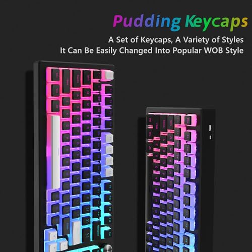 Womier Pudding Keycaps PBT 165 Keys Shine Through OEM Profile Black K98162