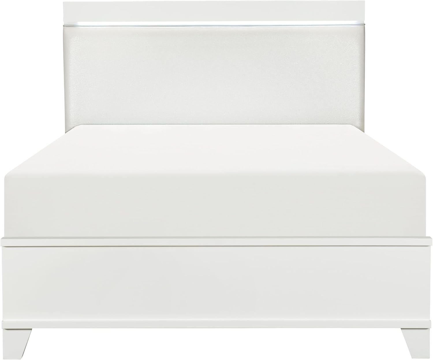Faux Leather Upholstered Full Bed with Light Headboard White High Gloss O754479