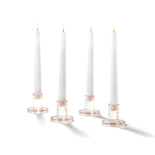 LampLust Clear Glass Candle Holders for Standard Tapered Candles, 10 Pack H908