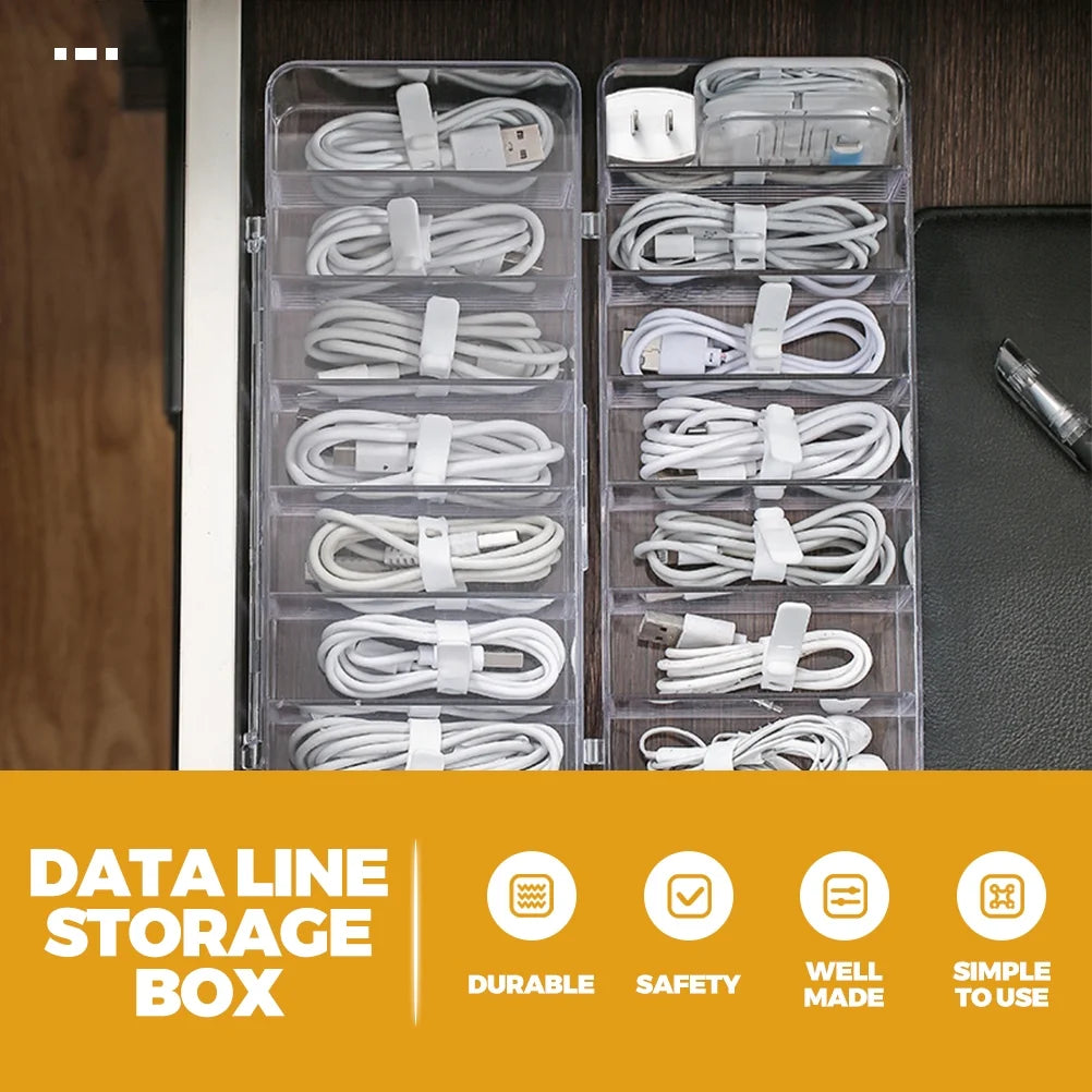 Wooden Cable Storage Box with Hub Organizer E2782