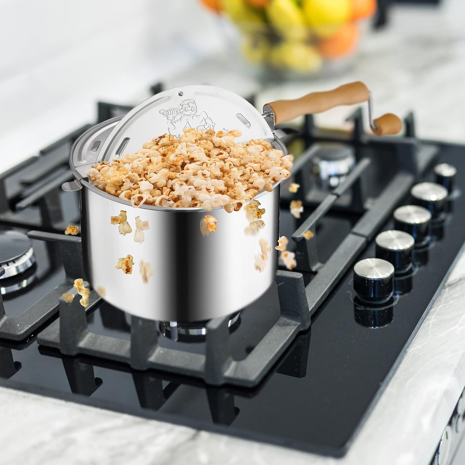 Great Northern Popcorn Stovetop Popcorn Maker with Wooden Handles, 5qt N9418