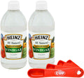 Heinz All Natural Distilled White Vinegar 5% Acidity 16 Ounce Glass Bottle (Pack of 2) with By The Cup Swivel Spoons
