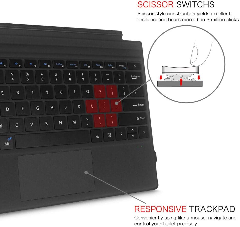 Wireless Keyboard Type Cover with Trackpad for Microsoft Surface Pro 7 6 5 4 3 W933743