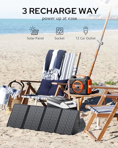 Solar Powered Generator 300W Portable Power Station with 40W Solar Panel P8781