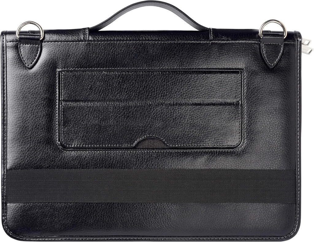 Black Leather Laptop Messenger Case for 15.6" Laptop Q7442