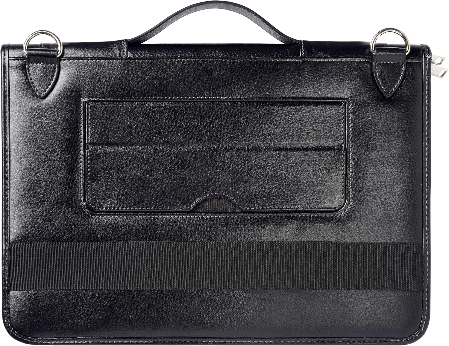 Black Leather Laptop Messenger Case for 15.6" Laptop Q7442