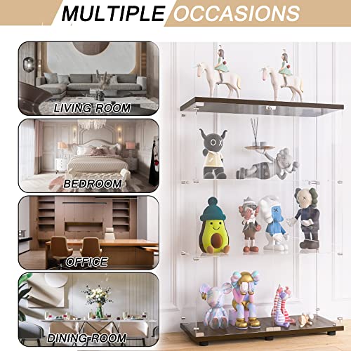 Glass Display Cabinet 3 Door Curio Cabinet Floor Standing Black U85305