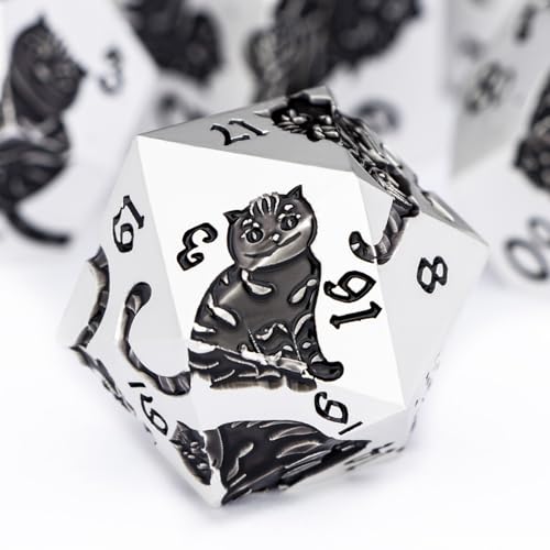 Metal DND Cat Dice 7PCS Polyhedral RPG Dice Set with Gift Case B373640