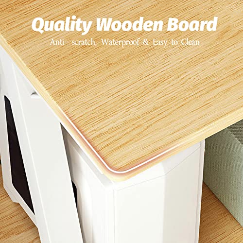 30 Inch Computer Desk with Monitor Stand and Storage Shelves, Oak N464