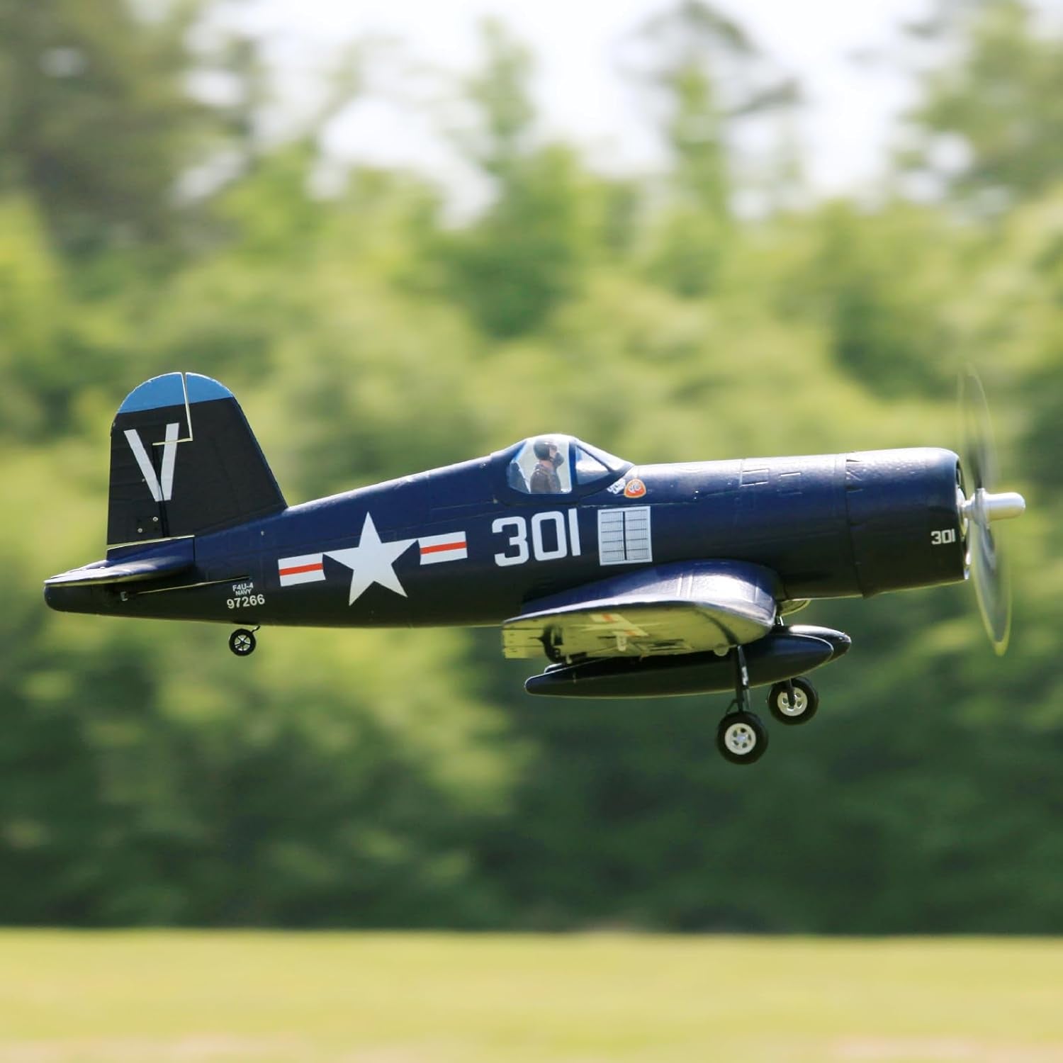 FMS RC Airplane 800mm F4U Corsair V2 Blue 4CH PNP with FS-SM001 Flight Simulator Controller W413