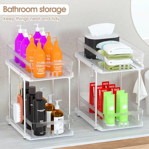 NIHEHAG 2 Tier Clear Under Sink Organizer with Slide-Out Storage U9996