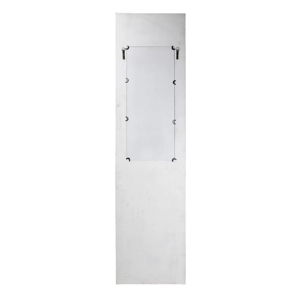 CC Home Furnishings 76" White Distressed Wooden Rectangular Wall Mirror Q6757