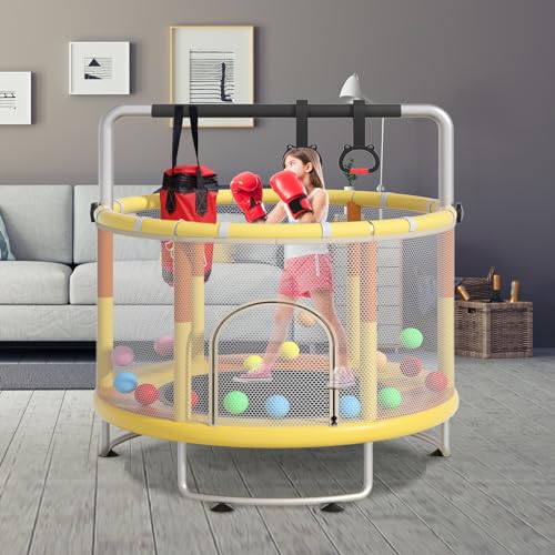 55" Kids Trampoline with Enclosure Net and Basketball Hoop M907892