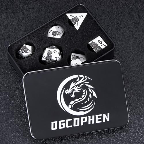 Metal DND Cat Dice 7PCS Polyhedral RPG Dice Set with Gift Case B373640