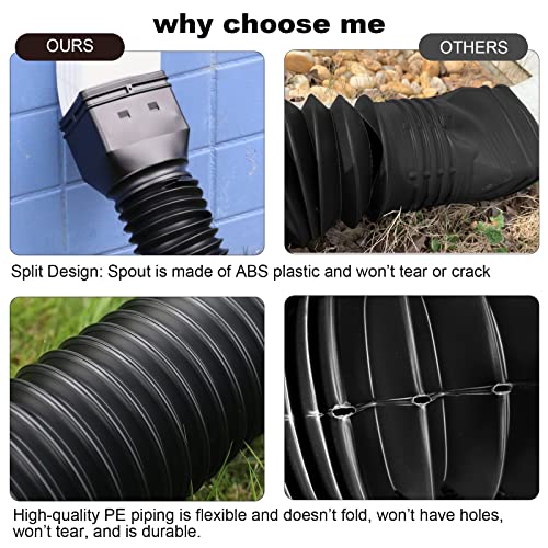 Rain Gutter Downspout Extensions Flexible 21 to 68 Inches, 4 Pack, Black C35807