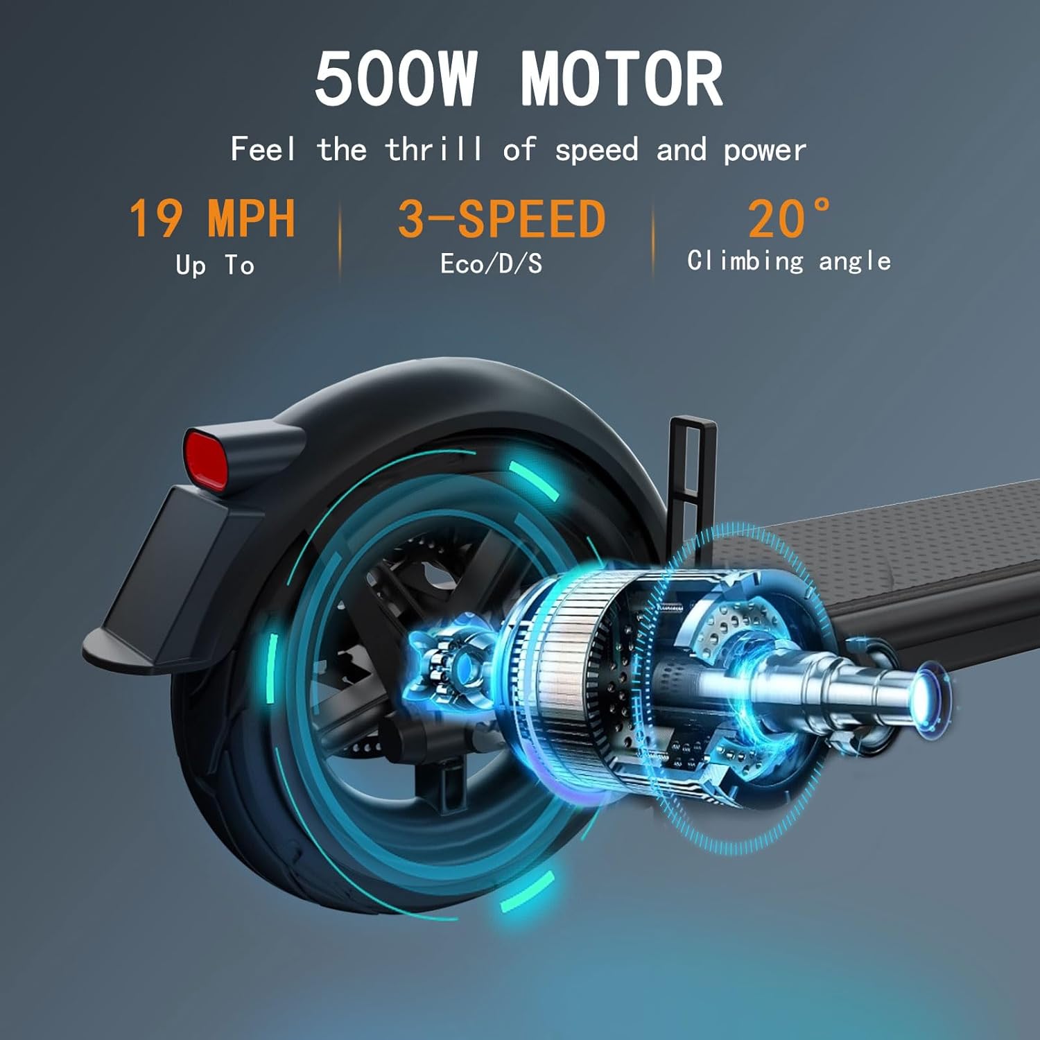 Foldable Electric Scooter 500W Motor 19 Mph 15-19 Mile Range 10" Solid Tires E6030