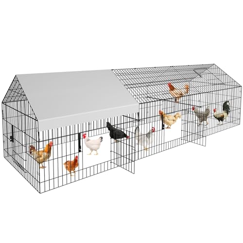 Metal Chicken Coop 87"×40" with Cover Chicken Run Pen for Yard Outdoor Large Portable Chicken Playpen Enclosure Rabbit Small Animal Dog Poultry Cat Cage Duck Hen (130" L x 40" W x 40" H)