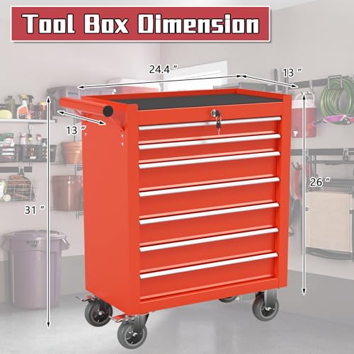 7-Drawer Metal Rolling Tool Chest with Wheels and Lock G858