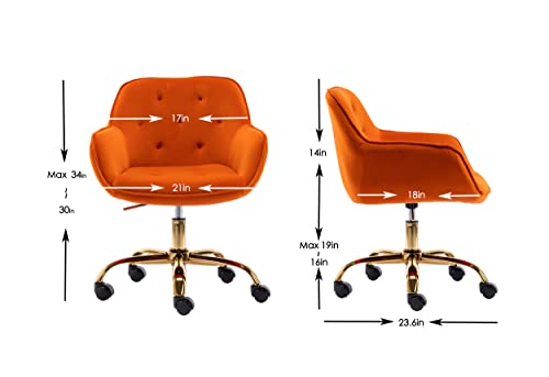 ZOBIDO Comfy Velvet Swivel Task Chair with Wheels for Home Office, Dark Orange Z487