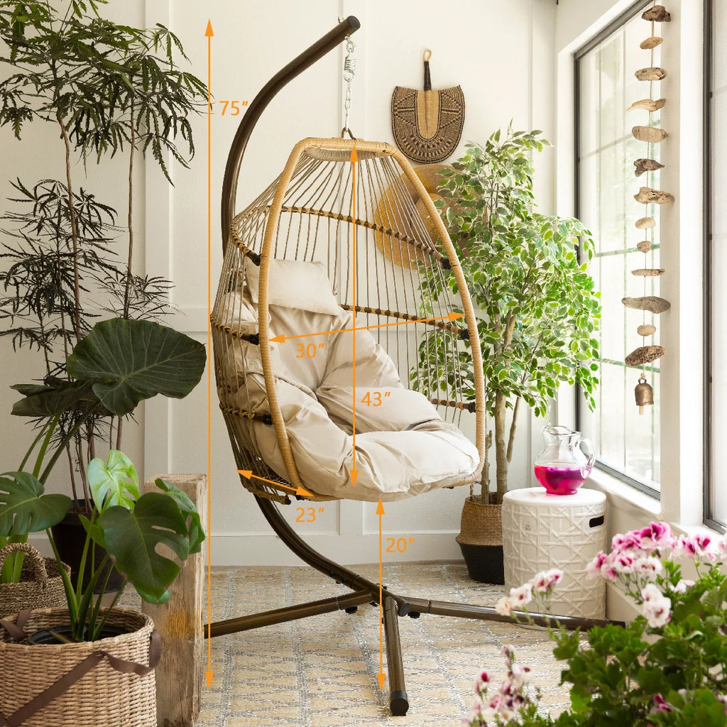 Barton Egg Chair Hammock with Stand, UV Resistant Cushion K742
