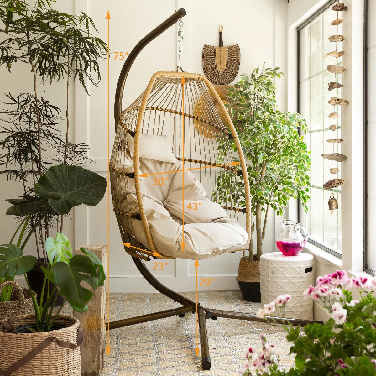 Barton Egg Chair Hammock with Stand, UV Resistant Cushion K742