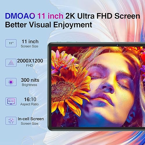 Android 13 Tablet 16GB+256GB 11 inch 2K Display Blue with Case L71180