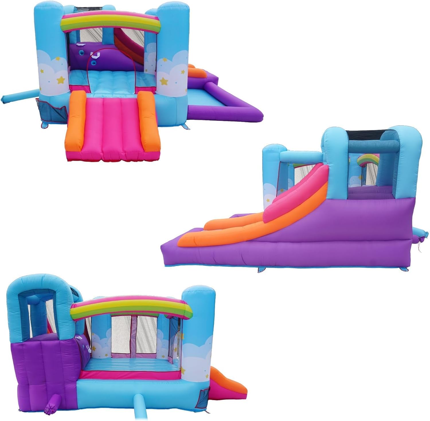 Inflatable Bounce House for Kids with Air Blower, Ball Pit & Slides T46947