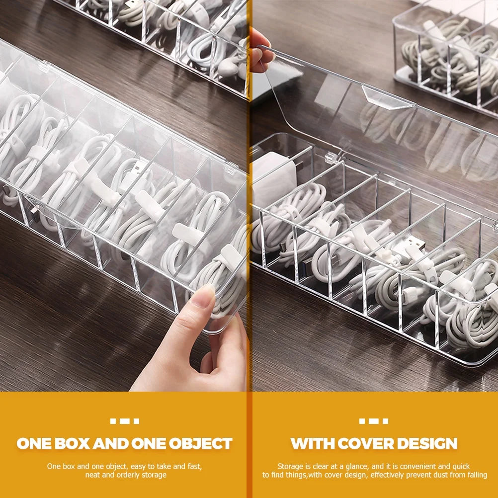 Wooden Cable Storage Box with Hub Organizer E2782