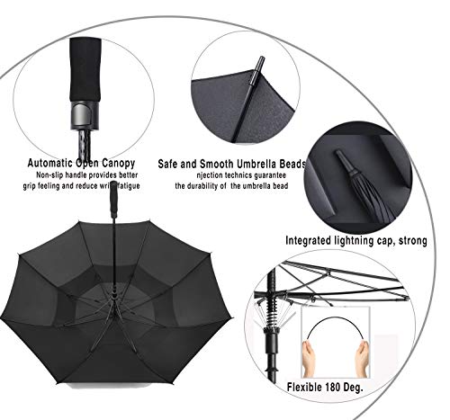 Large Golf Umbrella 62 Inch Windproof Double Canopy Q2847