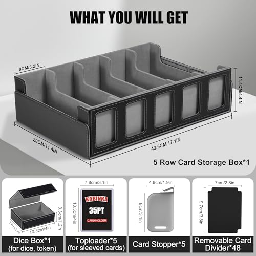 Trading Card Storage Box with Commander Display, 5-Row Deck Case, Black Purple B7043