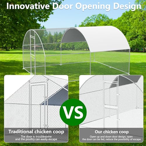 Large Metal Chicken Coop with Waterproof Cover for Outdoor Yard Q992