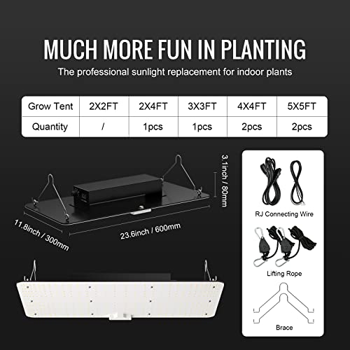 VEVOR LED Grow Light 200W Full Spectrum Dimmable for Indoor Plants X2887