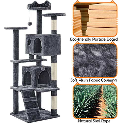 Yaheetech 54in Cat Tree Tower Condo Furniture with Scratch Post Y196
