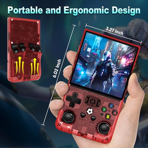 R36MAX Handheld Retro Game Console, 4.0 Inch IPS Screen, Transparent Gray Z561856
