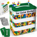 Plastic Stackable Toy Storage Organizer Bin for Lego, Building Bricks, Dolls and Crafts Organization, 3 Layers with Adjustable Compartments,ABC Stickers and 2 Lids Included