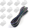 SUPERNIGHT 10 Pack 4 Pin LED Connector for 10mm Waterproof and Non-waterproof RGB 5050 LED Strip Lights, Include 16.4ft Extension Cable,Strip to Wire Quick Connection without Stripping,