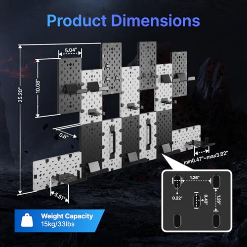 PEGZONE Controller and Headphone Holder Wall Mount, Modular Gaming Pegboard with Accessories, Black & Red R81990