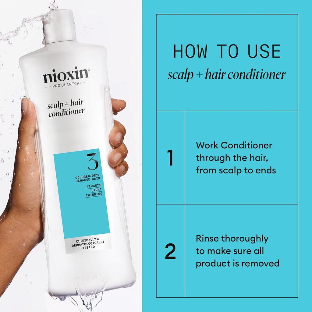 Nioxin System 3 Shampoo & Conditioner for Color Treated Hair, 33.8 fl oz I2813