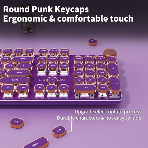 EWEADN Typewriter Style Mechanical Gaming Keyboard, 104 Keys, Pink Switch C50930