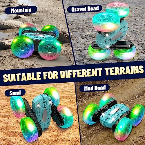 Remote Control Stunt Car 360° Rotating with Lights 2.4Ghz for Kids Aged 6-12 Yellow D486453
