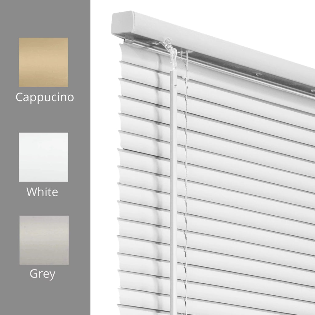 CHICOLOGY Cordless 1-Inch Vinyl Mini Blinds, Gloss White, Room Darkening, 70"W x 48"H F935850
