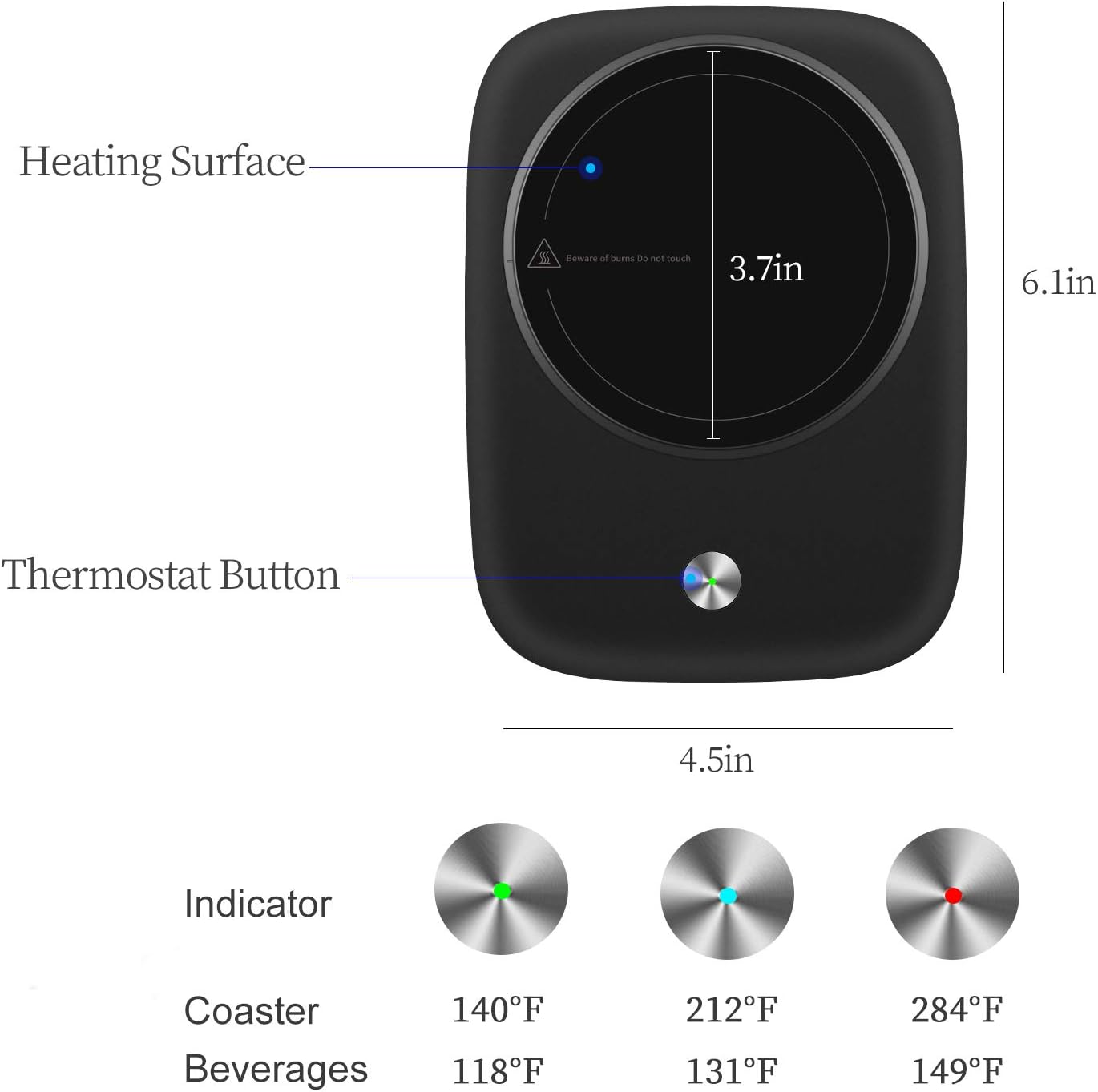 Mug Warmer with 3 Temperature Settings, Auto Shut Off Coffee Cup Warmer for Desk N129