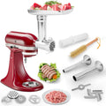 Meat Grinder Attachment for KitchenAid Stand Mixer,Metal food Meat grinder attachment, Perfect Mixer Attachment for KitchenAid Mixers,3 Sausage Stuffer Tubes, Silver