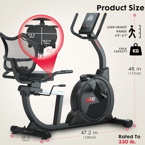 SNODE Magnetic Recumbent Exercise Bike for Seniors with LCD Monitor, 330LB Capacity B6331