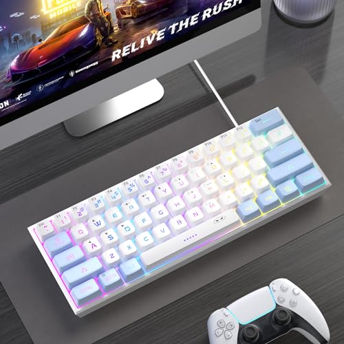 MageGee TS91 Mini 60% Gaming Keyboard, RGB Backlit 61 Key, Waterproof Mechanical Feeling, Black C937